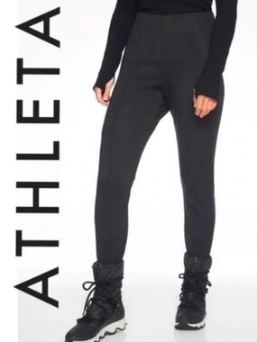 Athleta Butte Peak Stirrup Black Stretch Tapered Ski Snow Pants
